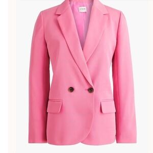 J. Crew Blazer Drapey Twill Double-Breast Tencel Pink Colorful‎ Preppy Women 20